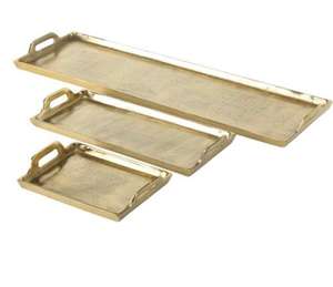 Bandeja de servicio de aluminio y metal de diseñador único con diseño moderno, ideal para decoración, comedor de lujo y presentación de comida elegante - Product Image 3