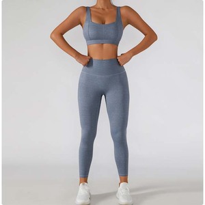 Conjunto de mallas y sujetador deportivo para mujer, ropa deportiva para entrenamiento, correr, Yoga, novedad - Product Image 3