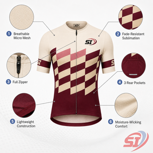 เสื้อจักรยานผู้ชาย SI รุ่นผู้ใหญ่ แขนกุด สีม่วงไลแลค ลายตารางหมากรุก ระบายอากาศได้ดี ผลิตจากโพลีเอสเตอร์ พิมพ์ลาย สำหรับเล่นกีฬา - Product Image 3
