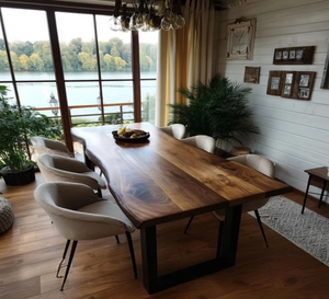 Table à manger carrée KALATRI en chêne massif, fabriquée à la main, écologique, style rustique moderne, 6 places, pour appartements, hôtels et maisons - Product Image 3