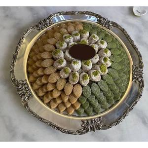 Metal <b>Chocolate</b> Tray With Flower Design Handle Sweets Serving Tray Top Quality Gold Dessert Display For <b>Wedding</b> And Any Events - Product Image 4