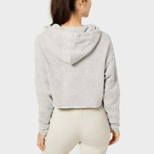 2026 qualité supérieure femmes haut court sweats à capuche confortable Fitness Style Logo en relief longue impression personnalisée lumière en gros - Product Image 2
