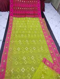 Exclusivo de calidad de exportación Deshi Dhakai Jamdani Sharee para mujer JAMDANI FABRIC Blue RED GREEN Golden Sky Blue de Bangladesh - Product Image 5