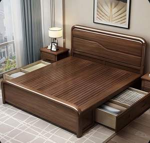 Mobilier moderne de chambre à coucher: lit en bois massif de haute qualité avec options de rangement intégrées VIET FARGIMEX - Product Image 1