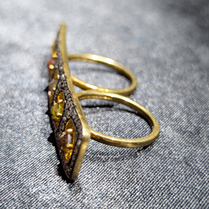 เครื่องประดับโบราณ Reyes 925แหวนนิ้วคู่เพชรธรรมชาติเงินสเตอร์ลิงสำหรับผู้หญิงสง่างามสไตล์วิกตอเรียปาร์ตี้แหวนสวมใส่ - Product Image 5