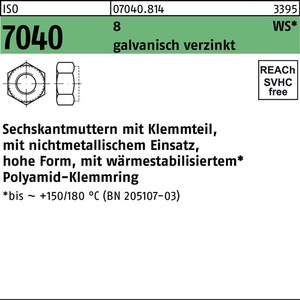 Tuercas hexagonales de seguridad ISO 7040 M16 con anillo marrón, 200 piezas por paquete - Product Image 1