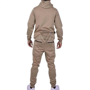 Ensembles 2 pièces pour hommes automne – Survêtements unisexes en molleton 100 % coton écologique avec pantalon droit et sweat à capuche zippé, personnalisables avec logo - Product Image 2