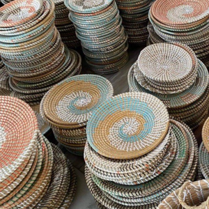 Placa de pared tejida ecológica \ cesta de ratán hecha a mano, idea de decoración sostenible para el hogar - Product Image 3