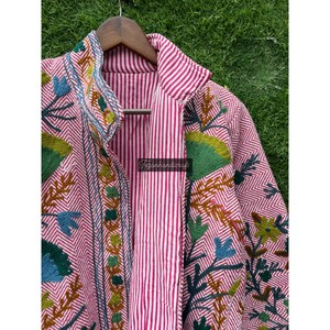 Customizable Embroidery Suzani Jute Fabric Jacket for Autumn Season Women's Handmade Cotton Suzani Jacket Embroidered Uzbek - Product Image 2