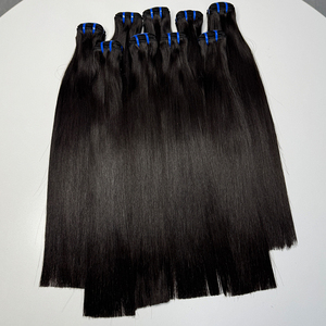 Full Ends Bone Straight Human Hair Bundles Natural <b>Black</b> Soft Smooth 100g Double Weft Long Hair For Custom <b>Wig</b> Making - Product Image 3