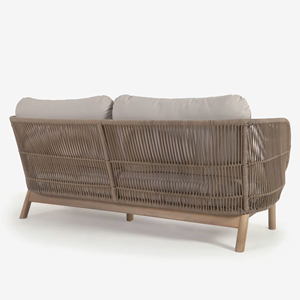 เฟอร์นิเจอร์สวนลานโซฟากลางแจ้งวัสดุสองที่นั่งทำจากไม้สักและกรอบโลหะมาพร้อมกับเชือกและเบาะ-ซาบะ - Product Image 4