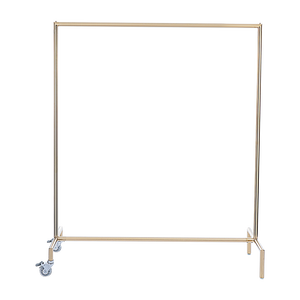 Exhibidores de Ropa con Marco de Acero Inoxidable y Acabado Dorado para Tiendas de Ropa, Publicidad, Venta al por Menor, con <span class=keywords><strong>Ruedas</strong></span> y Perchas - Product Image 1