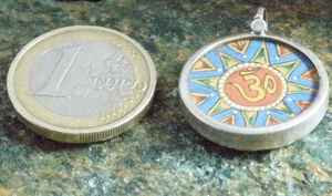 Om 925 <b>Real</b> <b>Silver</b> Pendant <b>Necklace</b> Handpainted with Floral Pattern for Engagement or Gift Artisan-Crafted - Product Image 6