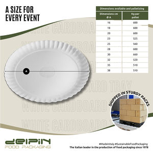 Made in Italy Bandeja ecológica desechable redonda de cartón blanco de diferentes tamaños lista para enviar - Product Image 4