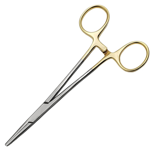 Fórceps de arteria Mosquitos hemostáticos rectos de 6 ", mango chapado en oro - Product Image 1