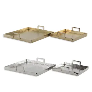 Plat de service rond en or de qualité supérieure pour le dîner d'occasion de mariage plateau et assiette décoratifs personnalisés fabriqués en Inde - Product Image 6