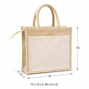 Bolsa de tela de algodón Juco con diseño de diamantes Kaju Katli, con doble bolsillo de lona, 12 x 10 x 5 pulgadas, con cremallera, para regalo. - Product Image 1