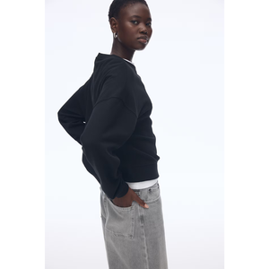 Vente en gros de sweat côtelé de couleur unie avec bordure en point de croix pour épaules tombantes de haute qualité coton premium pour femmes OEM/ODM Bangladesh - Product Image 4