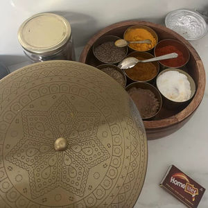 Wooden Spice <b>Box</b> With Seven Bowls and Metal lid High Quality Masala <b>Box</b> Kitchen Tools and Gadget Herbal <b>Box</b> with 7 containers - Product Image 2
