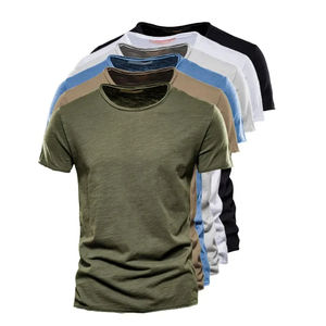 Camiseta de Cuello Redondo para Hombre, 100% Algodón de Alta Calidad, Color Sólido, Diseño Clásico para Verano, Nueva Camiseta de Punto con Logotipo Frontal - Product Image 6