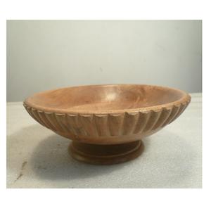 Cuenco de madera de acacia para servir, diseño acanalado para ensalada de frutas, cuenco para servir, uso de Decoración de mesa - Product Image 1