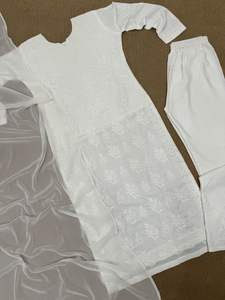 Último diseñador de alta calidad Heavy Faux Georgette White Thread Party Festival Work Kurti Set Fab Zone Indian Pakistani Clothing - Product Image 4