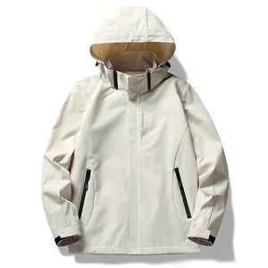 Veste coupe-vent en toile imperméable pour homme tendance avec col montant et logo sur le devant - Utilisation en extérieur - Product Image 1