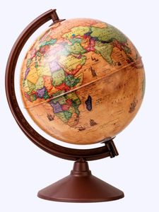 Round wooden sculpture in globe form for luxury table decor and upscale global design accents - Product Image 3