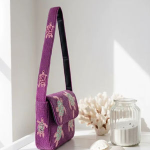 Sac à main rond bohème chic avec perles, accessoire de plage d'été, sac en bois transparent pour femmes - Product Image 1