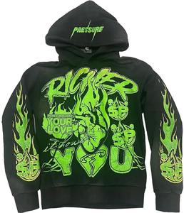 Sweat à capuche à fermeture éclair noir pour hommes sur mesure de haute qualité pour l'automne pour bouffée impression hiver automne sweats à capuche-prix de gros - Product Image 4