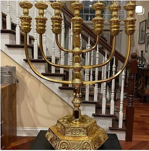 menorahs tin Stylish Brass Menorah <b>Candle</b> Holder Jewish Hanukkah Lamp Decorative <b>Candle</b> Stand Elegant Home Accent - Product Image 6