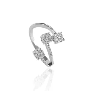 Fine trilogy Ring diamond in white gold 18kt for women with natural diamonds