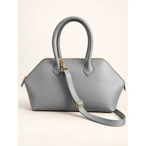 Grand sac fourre-tout décontracté en cuir pleine fleur gris pour femmes avec mini pochette personnalisée OEM ODM - Product Image 1