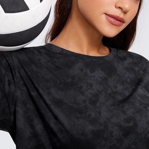 Camiseta recortada negra más a la moda 2025 para mujer, corte holgado con cuello redondo, Top corto con tinte negro, Jersey corto con estampado Digital - Product Image 6