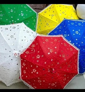 ร่มกันแดดผ้าคอตตอนปักลายสำหรับงานแต่งงานฮาลดีมีการตกแต่ง Jaggo ลูกไม้สไตล์วิคตอเรียร่มกันแดด - Product Image 1