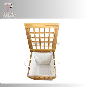 ตะกร้าซักผ้าไม้อะคาเซียสำหรับลานวิลล่าห้องน้ำสวนกลางแจ้งดีไซน์ร่วมสมัย - Product Image 6