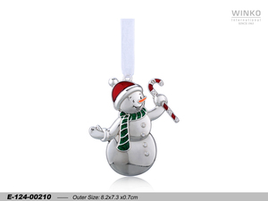 Winko XMAS ORN เครื่องประดับตกแต่งคริสต์มาสแบบแขวน รูปตุ๊กตาหิมะ พร้อมตกแต่งด้วยไม้เท้าหวาน  วัสดุซิลิโคน/แลคเกอร์ - Product Image 1