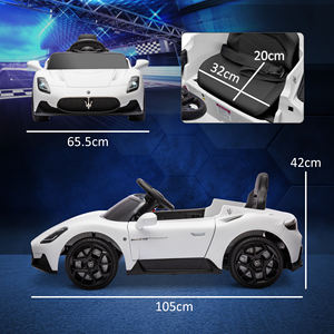 Auto de Juguete Maserati MC20 de AIYAPLAY para Niños, Conducción Manual, Control Remoto y Faros LED, Edades de 3 a 6 Años, Blanco - Product Image 3