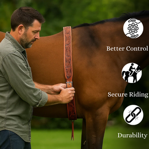 Nueva Cincha para Carreras de Caballos Estilo Occidental |   Correas de Cuero Acolchadas para Silla de Montar | Logotipo Personalizado | Equipo Ecuestre Duradero y Cómodo - Product Image 2