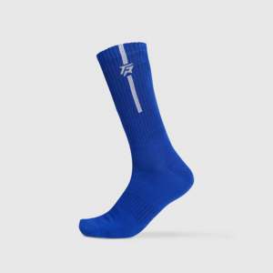 Chaussettes de sport confortables StrideGuard, bleu, imprimé jacquard, logo personnalisable, antibactériennes, respirantes, pour diabétiques, gratuites - Product Image 1
