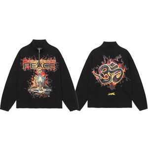 Sweat-shirts à col montant 100% coton avec poches, logo personnalisé, couleur noire, vente en gros, sweats-shirts streetwear - Product Image 3