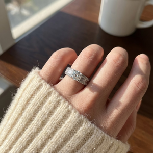 Bague de fiançailles en diamant pour femme, or blanc 18 carats, véritable diamant, bague de mariage, style classique - Product Image 5