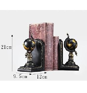 Sujetalibros decorativos de globo terrestre para sostener libros de alta resistencia, sujetalibros de resina con base antideslizante, suministros de oficina - Product Image 1