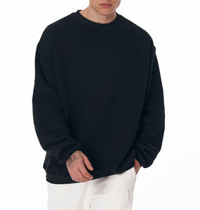 Streetwear urbain oversize noir à col ras du cou basique 100% coton Produit OEM de qualité supérieure pour homme 2024 - Product Image 5