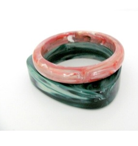 New Classic Handmade Jade Resin Bangle Bracelet Stylish Pink Green Marbled Design Unisex Fashion Jewelry Wedding Party for Woman - Product Image 1