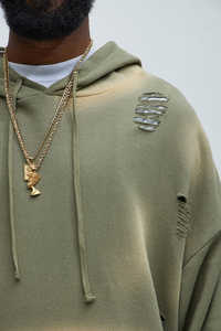 Comfort Meets Style Effortless Elegance <b>Men</b> Vintage Wash Olive <b>Green</b> Pullover <b>Hoodie</b> for Modern Winter Wear Trendy Streetwear - Product Image 3