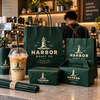Ensemble d'emballages personnalisés AT PACK pour café à emporter avec logo, sacs en papier, boîtes alimentaires, gobelets à café et pailles pour solution de branding de restaurant