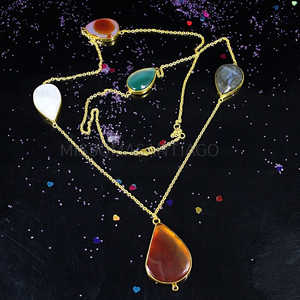 Gargantilla fina de múltiples piedras preciosas, collar de Latón chapado en oro con piedras deslumbrantes - Product Image 2