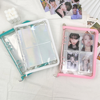 Reliure pour photocards Kpop en PVC pailleté, feuilles mobiles, 6 anneaux, format A5 large, avec pochettes de 4 pouces pour photos
