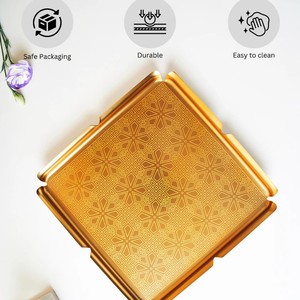 Bandeja de servicio cuadrada de acero inoxidable de estilo moderno Diseño rústico Fiestas personalizables Bodas Artesanía Técnica de metal - Product Image 4
